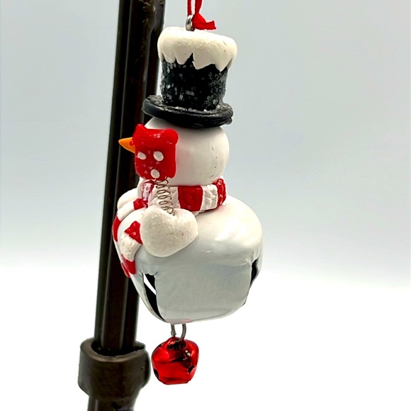 Christmas snowman bell painted, embellished tree ornament - Picture 2 of 7